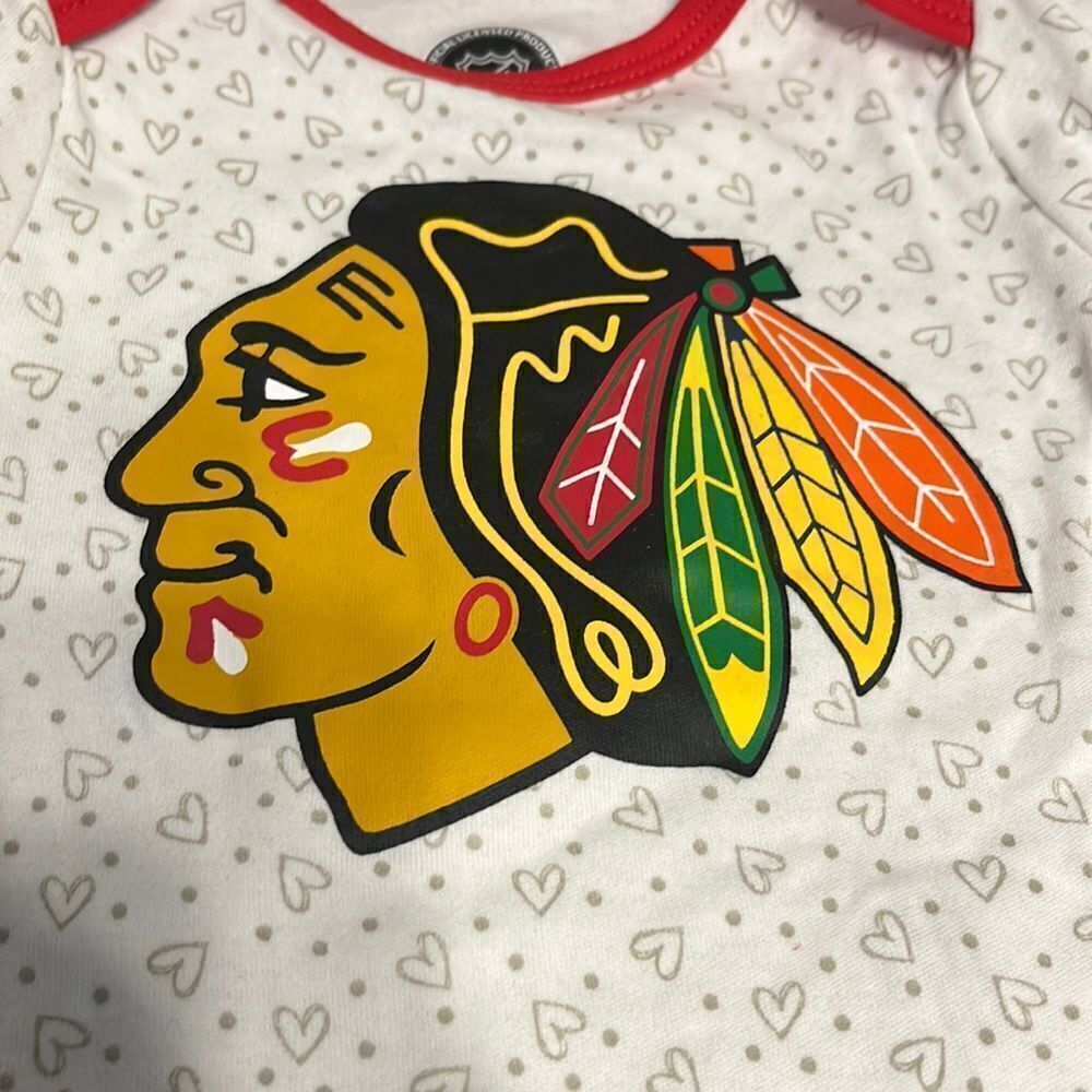 NWT NHL Chicago Blackhawks 3 Baby Girl Onesies Size 6/9 months